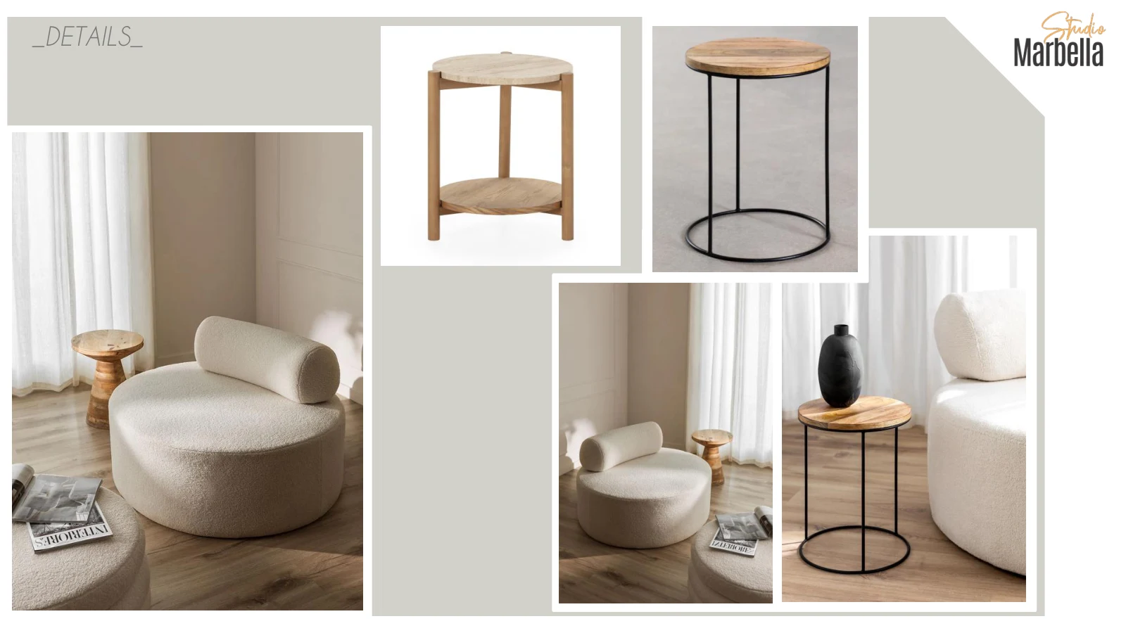 Second bedroom moodboard: Armchairs and side tables
