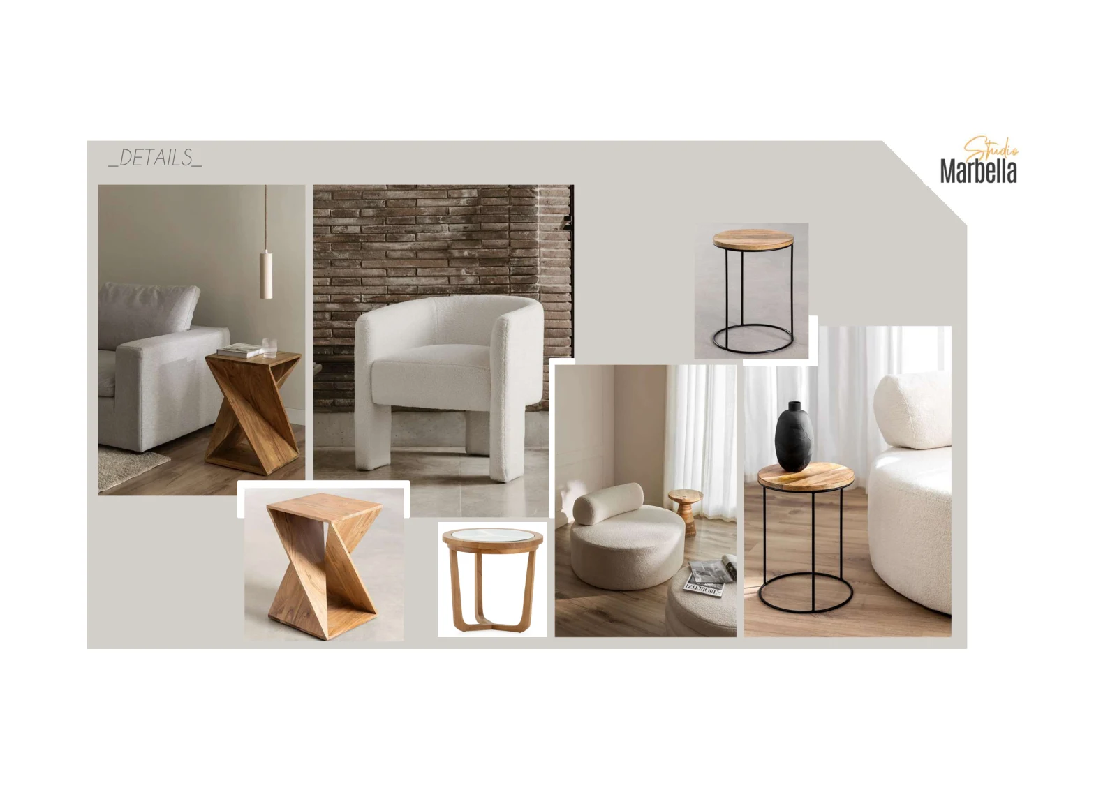 Main bedroom moodboard: Option 1 · Bedside tables and lighting