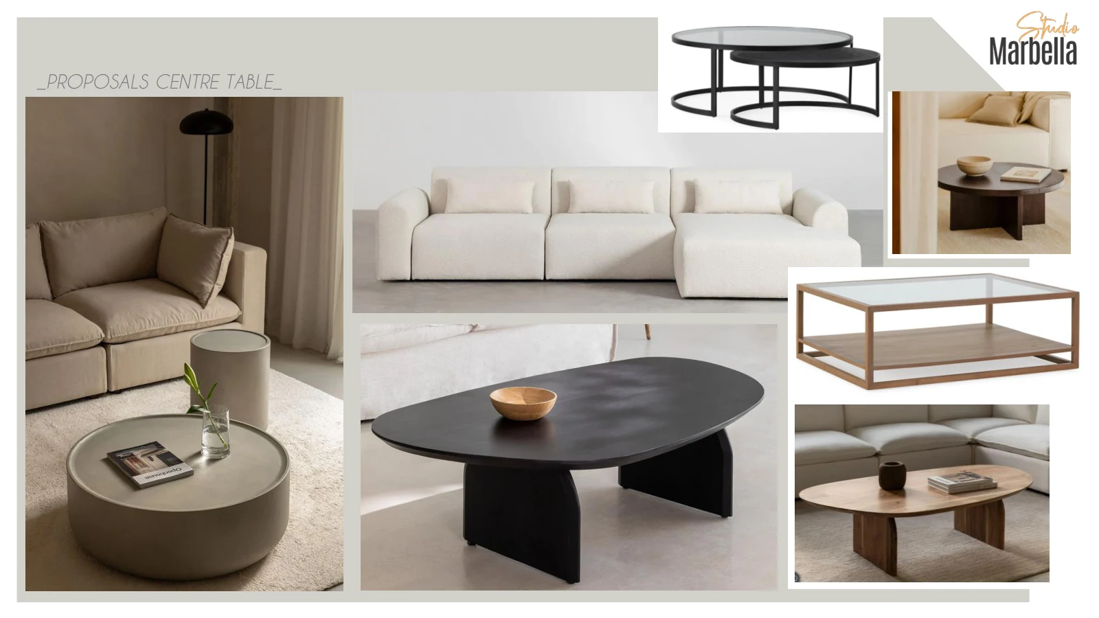Living and dining room moodboard: Coffee tables