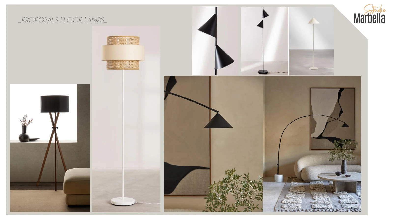 Living and dining room moodboard: Floor lamps
