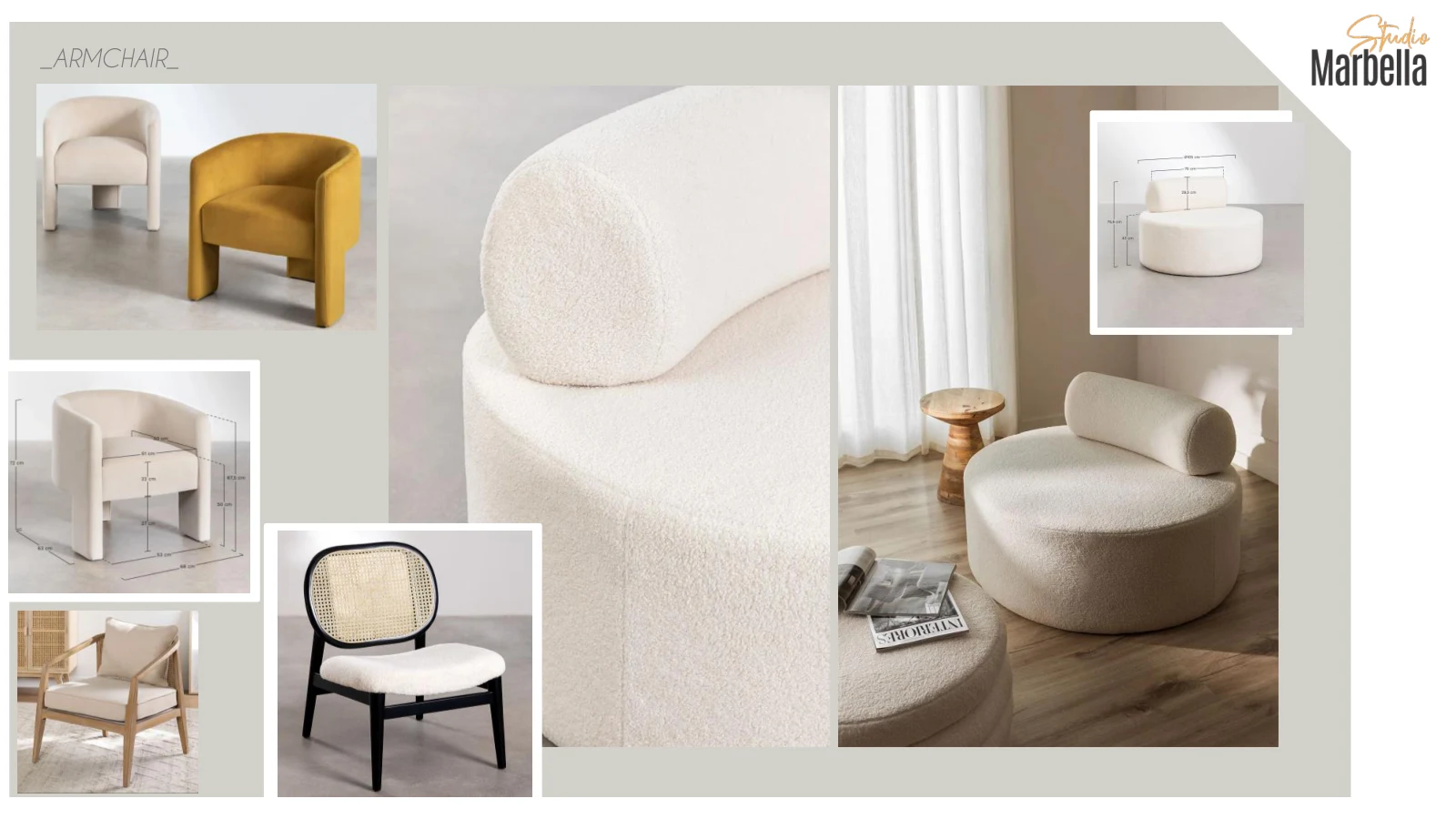 Living and dining room moodboard: Armchairs