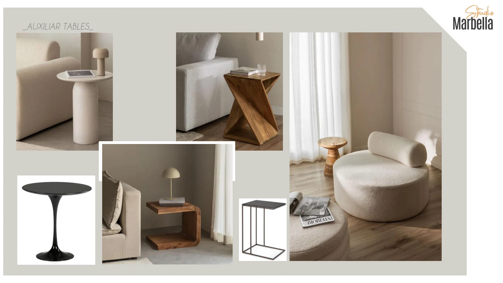 Living and dining room moodboard: Side tables